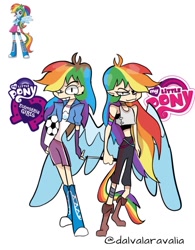 Size: 965x1240 | Tagged: safe, artist:aravaliadatlia, rainbow dash, human, equestria girls, g4, alternate hairstyle, bandage, belly, belt, boots, choker, clothes, concave belly, cute, dashabetes, ear piercing, earring, elf ears, evening gloves, female, fingerless elbow gloves, fingerless gloves, gloves, grin, humanized, jewelry, knife, long gloves, midriff, natural hair color, piercing, shoes, shorts, simple background, slender, smiling, solo, sports bra, sports shorts, stylized, tail, tailed humanization, tank top, thin, white background, winged humanization, wings