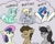 Size: 1233x975 | Tagged: safe, artist:reddthebat, bon bon, derpy hooves, dj pon-3, doctor whooves, lyra heartstrings, octavia melody, sweetie drops, time turner, vinyl scratch, earth pony, pegasus, pony, unicorn, g4, background six, bon bon is not amused, chest fluff, doctor whooves is not amused, ear fluff, eyes closed, female, floppy ears, frown, furrowed brow, gray background, grin, horn, lidded eyes, male, mare, muffin, octavia is not amused, open mouth, open smile, signature, silly, silly pony, simple background, smiling, stallion, that pony sure does love humans, that pony sure does love muffins, that pony sure does love wubs, thought bubble, unamused, wub