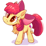 Size: 1024x1024 | Tagged: safe, artist:candy meow, apple bloom, earth pony, pony, g4, adorabloom, apple bloom's bow, bow, cheek fluff, chest fluff, curious, cute, ear fluff, female, filly, foal, hair bow, simple background, smiling, solo, standing, white background