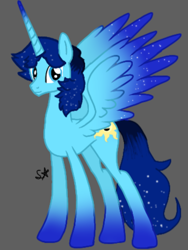 Size: 720x956 | Tagged: safe, oc, oc only, oc:blue thunder, alicorn, future, gray background, older, simple background, solo
