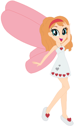 Size: 365x625 | Tagged: safe, artist:pupkinbases, artist:user15432, fairy, equestria girls, g4, base used, clothes, crossover, equestria girls style, equestria girls-ified, fairy wings, hand on head, headband, heart, jewelry, looking at you, necklace, open mouth, open smile, phoebe the fashion fairy, pink wings, rainbow magic (series), shoes, simple background, smiling, strapless, white background, white dress, wings