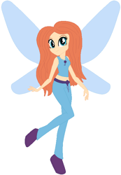 Size: 458x660 | Tagged: safe, artist:prettycelestia, artist:user15432, fairy, equestria girls, g4, base used, blue wings, clothes, crossover, equestria girls style, equestria girls-ified, fairy wings, jewelry, looking at you, necklace, pants, polly (rainbow magic), polly the party fun fairy, rainbow magic (series), shoes, simple background, sleeveless, smiling, tank top, white background, wings