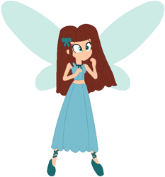 Size: 620x665 | Tagged: safe, artist:lavender-doodles, artist:user15432, fairy, equestria girls, g4, base used, blue wings, bow, clothes, crossover, equestria girls style, equestria girls-ified, fairy wings, hair bow, jasmine (rainbow magic), jasmine the present fairy, rainbow magic (series), shoes, simple background, skirt, sleeveless, smiling, tank top, white background, wings