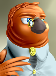 Size: 624x840 | Tagged: safe, artist:richmay, oc, oc only, oc:ferdinand von hochsklaue, griffon, equestria at war mod, bust, clothes, fat, glasses, griffon oc, portrait, solo