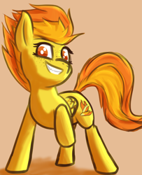 Size: 4465x5504 | Tagged: safe, artist:simplesaemple, spitfire, pegasus, pony, g4, folded wings, freckles, looking at you, simple background, smiling, smiling at you, solo, wings