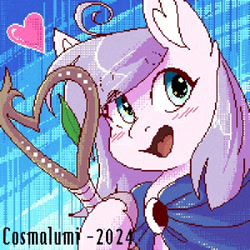 Size: 500x500 | Tagged: safe, artist:cosmalumi, oc, oc only, pony, bust, digital art, heart, open mouth, open smile, pixel art, smiling, solo