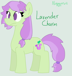 Size: 2760x2894 | Tagged: safe, artist:naggfruit, oc, oc only, oc:lavender charm, pony, female, no pupils, offspring, parent:marble pie, parent:trouble shoes, parents:marbleshoes, simple background, solo, two toned mane