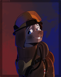 Size: 3011x3809 | Tagged: safe, artist:kirasunnight, oc, oc only, earth pony, pony, bust, canadian flag, commission, firefighter, grin, helmet, high res, male, smiling, solo, stallion
