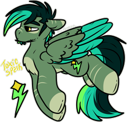Size: 1839x1760 | Tagged: safe, artist:sexygoatgod, oc, oc only, oc:toxic spark, hybrid, pegasus, pony, zony, chest fluff, facial hair, flying, male, simple background, solo, stallion, transparent background