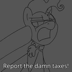 Size: 800x800 | Tagged: safe, artist:unitxxvii, mayor mare, grayscale, horse taxes, monochrome, solo focus
