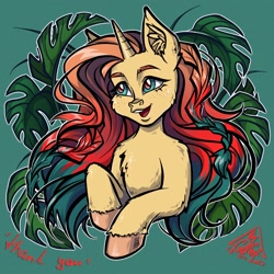 Size: 2048x2048 | Tagged: safe, artist:gigisarts, oc, oc:sheron, pony, unicorn, bust, cute, gift art, horn, portrait, solo