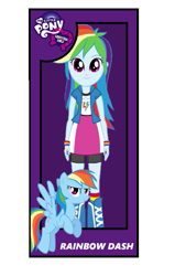 Size: 449x663 | Tagged: safe, artist:qbert2kcat, rainbow dash, pegasus, equestria girls, g4, my little pony equestria girls, arms, boots, clothes, collar, doll, female, fingers, hand, happy, legs, long hair, long mane, rainbow socks, shirt, shoes, short sleeves, skirt, smiling, socks, standing, striped socks, t-shirt, tail, teenager, toy, wings, wristband