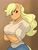 Size: 1733x2252 | Tagged: safe, artist:matchstickman, applejack, earth pony, anthro, g4, alternate hairstyle, applejacked, biceps, blushing, breasts, busty applejack, clothes, crossed arms, female, looking at you, loose hair, mare, muscles, muscular female, solo, sweater