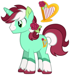 Size: 2757x2982 | Tagged: safe, artist:strawberry-spritz, oc, oc only, pony, unicorn, horn, magical lesbian spawn, male, offspring, parent:lyra heartstrings, parent:roseluck, simple background, solo, stallion, transparent background