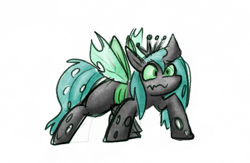 Size: 1119x731 | Tagged: safe, artist:zutcha, queen chrysalis, changeling, changeling queen, g4, colored sketch, female, simple background, sketch, solo, white background