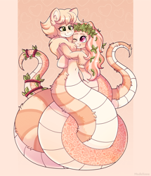 Size: 2408x2800 | Tagged: safe, artist:madelinne, oc, oc:ichordrop, oc:peach "cassiopeia" blossom, lamia, original species, duo, female, hug, mare