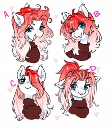 Size: 1770x2048 | Tagged: safe, artist:opalacorn, oc, oc only, pony, alternate hairstyle, bust, clothes, commission, female, floppy ears, hair over one eye, looking at you, mare, open mouth, open smile, ponytail, smiling, smiling at you, solo, turtleneck