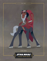 Size: 2550x3300 | Tagged: safe, artist:prixy05, lord tirek, centaur, taur, g4, border, concave belly, gray background, lineless, male, nihil, skinny, solo, star wars, star wars: the high republic, text, thin