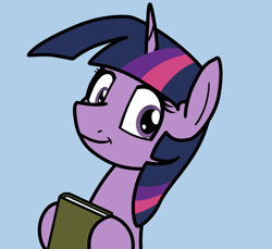 Size: 2048x1878 | Tagged: safe, artist:ewoudcponies, twilight sparkle, pony, unicorn, blue background, book, female, simple background, unicorn twilight