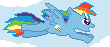Size: 110x47 | Tagged: safe, artist:mastermaul, rainbow dash, pegasus, pony, female, flying, mare, pixel art, profile, solo, true res pixel art
