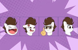 Size: 3600x2324 | Tagged: safe, artist:joaothejohn, oc, oc:ashwind, pegasus, pony, angry, blushing, commission, cute, emoji, emotes, expressions, glasses, laughing, lidded eyes, meme, open mouth, pegasus oc, simple background, smiling, solo, text, your character here