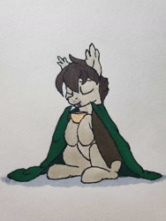 Size: 1361x1814 | Tagged: safe, artist:rustlerustle, oc, oc only, oc:cornerstone, bat pony, blanket, mug, traditional art