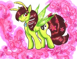 Size: 1280x991 | Tagged: safe, artist:gutsopossum, oc, oc only, original species, pony, abstract background, antennae, insect wings, solo, traditional art, wings