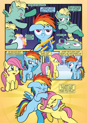 Size: 1920x2715 | Tagged: safe, artist:alexdti, artist:v-nico, fluttershy, rainbow dash, zephyr breeze, pegasus, pony, comic:how we met, g4, bouquet, bouquet of flowers, colt, colt zephyr breeze, cute, female, filly, filly fluttershy, filly rainbow dash, flower, flower in mouth, foal, male, mouth hold, rose, rose in mouth, unamused, younger, zephyrbetes