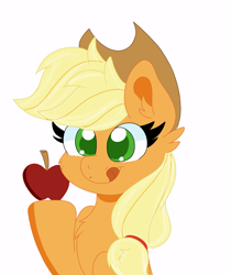 Size: 1883x2246 | Tagged: safe, artist:cinematic-fawn, applejack, pony, apple, food, simple background, solo, tongue out, white background