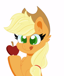 Size: 1883x2246 | Tagged: safe, artist:sparkly-retsuko, applejack, pony, g4, apple, food, simple background, solo, tongue out, white background