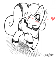 Size: 397x416 | Tagged: safe, oc, oc only, oc:zajice, earth pony, pony, heart, male, partial color, raised hoof, solo