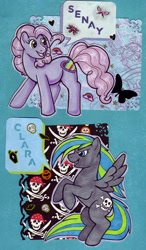 Size: 489x835 | Tagged: safe, artist:drakenbyte, oc, oc only, earth pony, pegasus, pony, earth pony oc, pegasus oc, speech bubble, traditional art