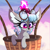 Size: 3114x3097 | Tagged: safe, artist:windykirin, oc, oc only, oc:windshear, kirin, burning, cloud, cloven hooves, colored ear fluff, colored eartips, colored pupils, curling horn, female, flying, goggles, half body, horn, hot air balloon, kirin oc, magic, solo, spiked horn