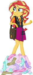 Size: 1123x2520 | Tagged: safe, edit, edited screencap, editor:homersimpson1983, screencap, sunset shimmer, human, equestria girls, g4, my little pony equestria girls: choose your own ending, sock it to me, background removed, bag, clothes, female, not a vector, simple background, socks, solo, transparent background