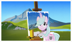 Size: 1946x1125 | Tagged: safe, artist:equestriaexploration, oc, oc:meadow step, alicorn, pony, female, magic, mare, painting