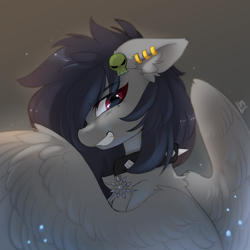 Size: 7000x7000 | Tagged: safe, artist:lunylin, oc, oc only, oc:riot wind, pegasus, chaos star, collar, ear piercing, earring, female, jewelry, pegasus oc, piercing, solo, spiked collar