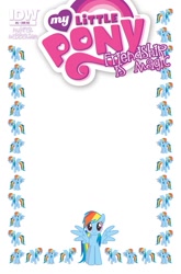 Size: 627x951 | Tagged: safe, idw, official comic, rainbow dash, pegasus, pony, comic cover, cover, cover art, female, mare, my little pony logo, simple background, spread wings, white background, wings