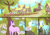 Size: 2283x1614 | Tagged: safe, artist:ivanfromafar, amethyst star, derpy hooves, lyra heartstrings, sparkler, earth pony, pony, unicorn, comic:feeling a little horse, butt, comic, dialogue, female, fence, hoers, horn, mare, path, plot, ponyville, tongue out, windmill, wingless