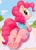 Size: 2733x3815 | Tagged: safe, artist:pabbley, pinkie pie, earth pony, pony, g4, balloonbutt, beach, beach towel, blush lines, blushing, butt, clothes, cute, diapinkes, dock, female, high res, looking at you, looking back, looking back at you, lying down, mare, ocean, one-piece swimsuit, open mouth, open smile, plot, prone, smiling, smiling at you, solo, sploot, swimsuit, tail, tail aside, underhoof, water