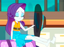 Size: 1389x1014 | Tagged: safe, rarity, equestria girls, g4, barefoot, boat, feet, feet up, female, fetish, foot fetish, foot focus, foot rub, hat, hot, massage, soles, solo, solo female, summer