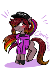 Size: 1240x1754 | Tagged: safe, artist:jully-park, oc, oc only, oc:charlie bucket, pony, male, pride, pride flag, simple background, solo, stallion, transgender oc, transgender pride flag, white background