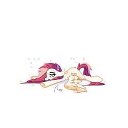 Size: 1500x1500 | Tagged: safe, artist:aureai, oc, oc:aureai, pegasus, pony, dialogue, female, lying down, mare, prone, simple background, solo, speech bubble, spread wings, warm, white background, wings