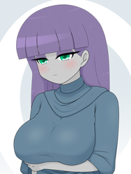 Size: 1668x2224 | Tagged: safe, artist:batipin, maud pie, human, equestria girls, g4, arm under breasts, big breasts, breasts, busty maud pie, female, looking at you, solo