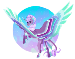 Size: 1920x1513 | Tagged: safe, artist:oneiria-fylakas, opaline arcana, alicorn, pony, g5, abstract background, colored wings, concave belly, countershading, female, gradient wings, large wings, mare, multicolored wings, slender, solo, spread wings, thin, wings