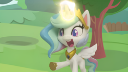 Size: 1920x1080 | Tagged: safe, edit, edited screencap, screencap, princess celestia, alicorn, pony, g4, g4.5, my little pony: stop motion short, cute, smiling