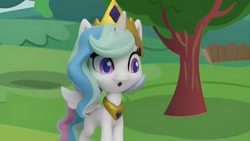 Size: 1920x1080 | Tagged: safe, edit, edited screencap, screencap, princess celestia, alicorn, pony, g4, g4.5, my little pony: stop motion short, the great race (short), confused, cute, ponyville, solo