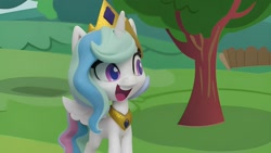 Size: 1920x1080 | Tagged: safe, edit, edited screencap, screencap, princess celestia, alicorn, pony, g4, g4.5, my little pony: stop motion short, the great race (short), cute, ponyville, smiling, solo