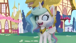 Size: 1920x1080 | Tagged: safe, edit, edited screencap, screencap, princess celestia, alicorn, pony, g4, g4.5, my little pony: stop motion short, the great race (short), cute, ponyville, smiling, solo