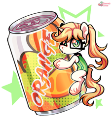 Size: 1550x1710 | Tagged: safe, oc, oc only, pony, unicorn, cute, female, food, horn, orange, simple background, soda