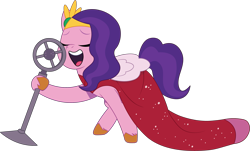 Size: 2215x1336 | Tagged: safe, artist:prixy05, pipp petals, pegasus, pony, g5, my little pony: tell your tale, clothes, dress, eyes closed, female, mare, microphone, microphone stand, simple background, singing, solo, transparent background, vector
